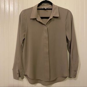 H&M, Collared Long Sleeve Button Up Blouse, Tan
